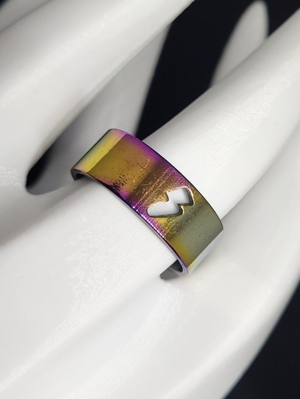 $1 | 10 | Iridescent Lightning Bolt Cutout Wide Band Ring